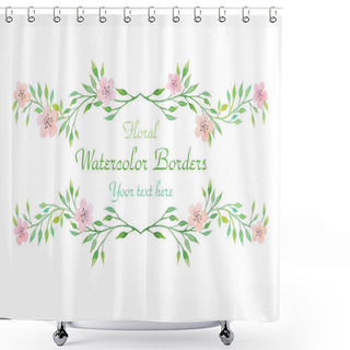 Personality  Watercolor Floral Border Shower Curtains