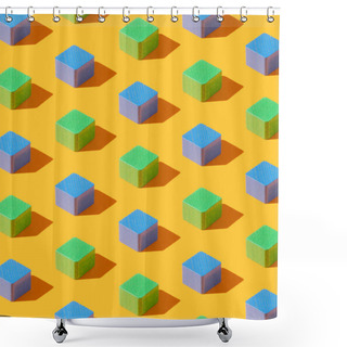 Personality  Wooden Cubes Over Colorful Background Shower Curtains