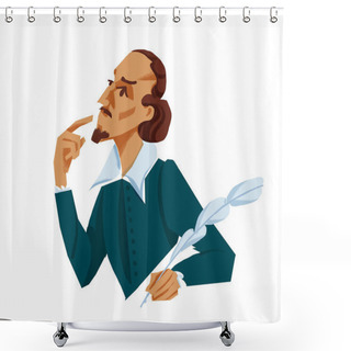 Personality  William Shakespeare Thinking Colour Illustration Shower Curtains