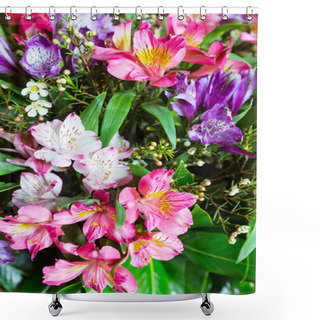 Personality  Big Multicolor  Alstroemeria  Flowers Bouquet Shower Curtains