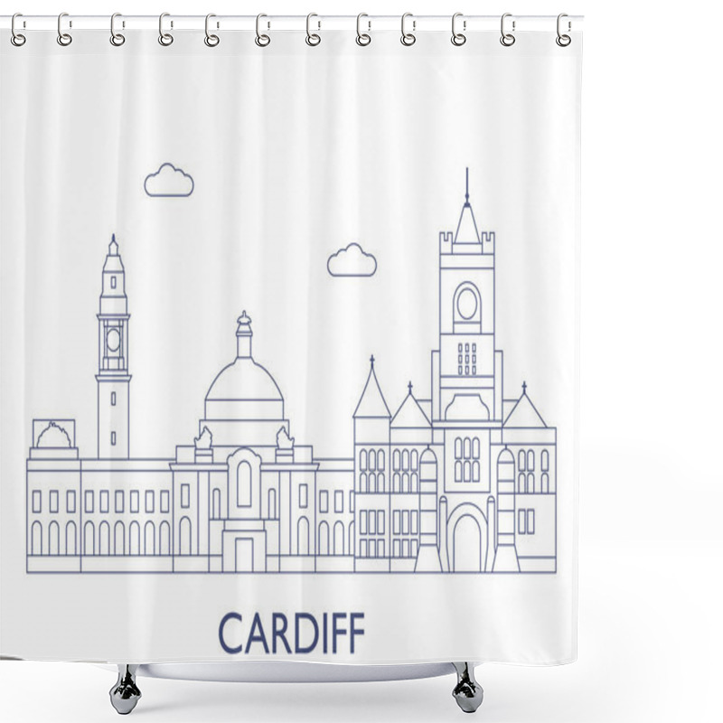 Personality  Cardiff. The Most Famous Buildings Of The City Shower Curtains
