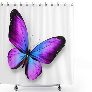 Personality  Violet Blue Butterfly , Isolated On White Shower Curtains