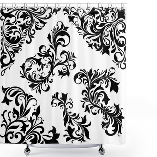 Personality  Elegant Baroque Floral Vector Concept. Plentiful Ornamental Curls. Floral Corner For Damask Pattern. Shower Curtains