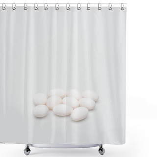 Personality  Raw And Organic Eggs On White Background  Shower Curtains