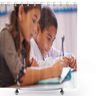 Personality  Elementary School Pupils During A Lesson Shower Curtains