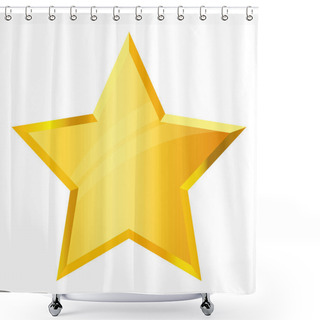 Personality  Gold Star Isolated On White Background. Top View Close-Up Gold Award Render. Vector Icon For Games, Casino, Ranking Ceremonies Shower Curtains