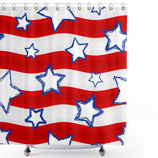 Personality  Fourth Of July Stars And Stripes Seamless Background Shower Curtains