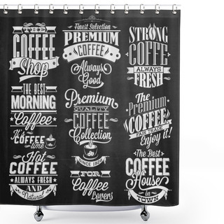 Personality  Vintage Retro Coffee Labels On Chalkboard Shower Curtains
