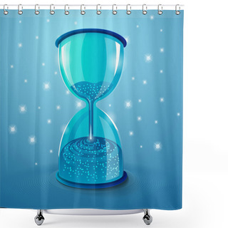 Personality  Sand Falling Down In Blue Sandglass Shower Curtains