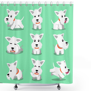 Personality  Cartoon Character White Scottish Terrier Dog Poses Shower Curtains