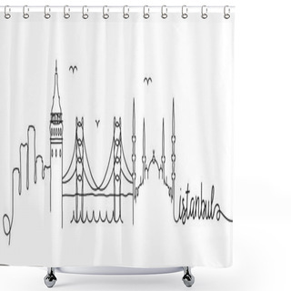 Personality  Istanbul City Skyline Design, Vector Illustration Shower Curtains