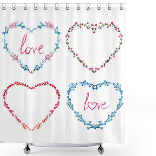 Personality  Watercolor Wreath Hearts Shower Curtains