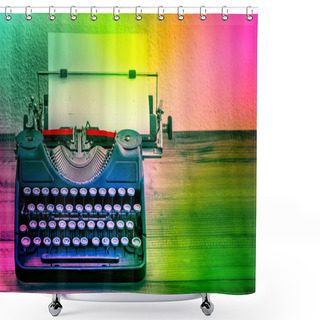 Personality  Vintage Typewriter With Color Spot Lights. Creativity Concept Shower Curtains