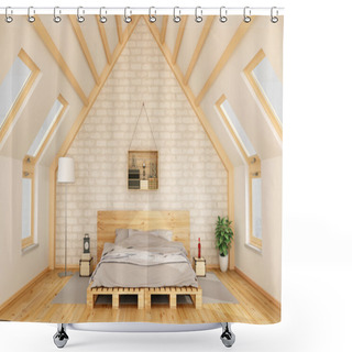 Personality  Bedroom In The Attic Shower Curtains