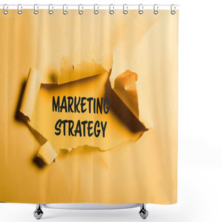 Personality  Tattered Paper With Marketing Strategy Lettering And Rolled Edges On Orange Shower Curtains