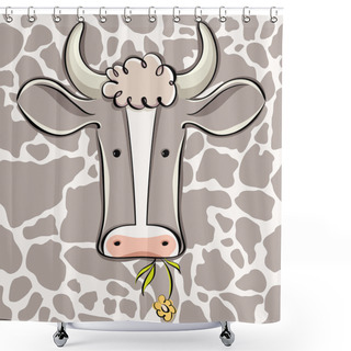 Personality  Cow Head. Shower Curtains
