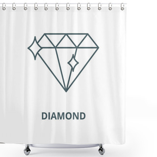 Personality  Diamond Line Icon, Vector. Diamond Outline Sign, Concept Symbol, Flat Illustration Shower Curtains
