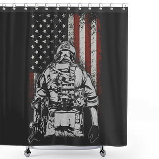 Personality  American Brave Soldier Illustration Vector Shower Curtains