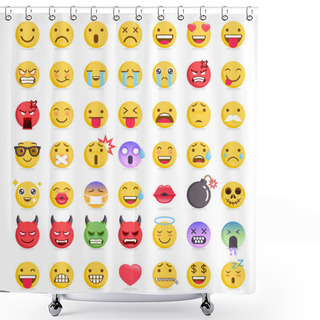 Personality  Emoji Emoticons Symbols Icons Set. Vector Illustrations Shower Curtains