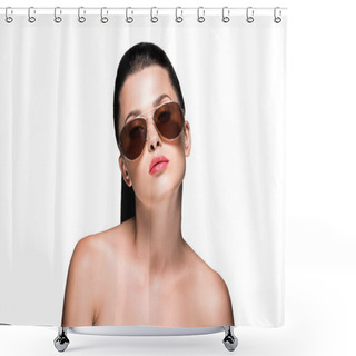 Personality  Young Woman In Sunglasses Shower Curtains