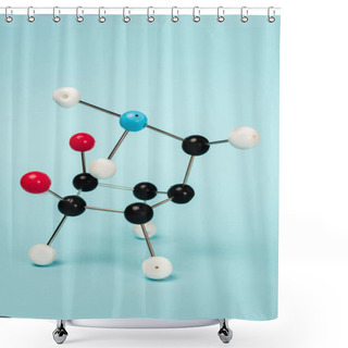 Personality  Construction Of Hormone Molecular Formula On Blue Background Shower Curtains