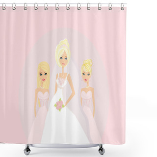 Personality  Bride With Bridesmaids Shower Curtains