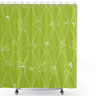 Personality  Hand Drawn Food Pattern. Vector Shower Curtains