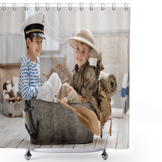 Personality  Boys Playing Captain And Traveler  Shower Curtains