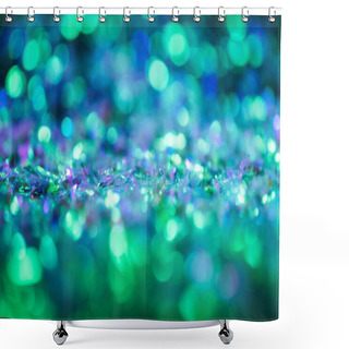 Personality  Abstract Glowing Background With Green And Blue Glitter Shower Curtains