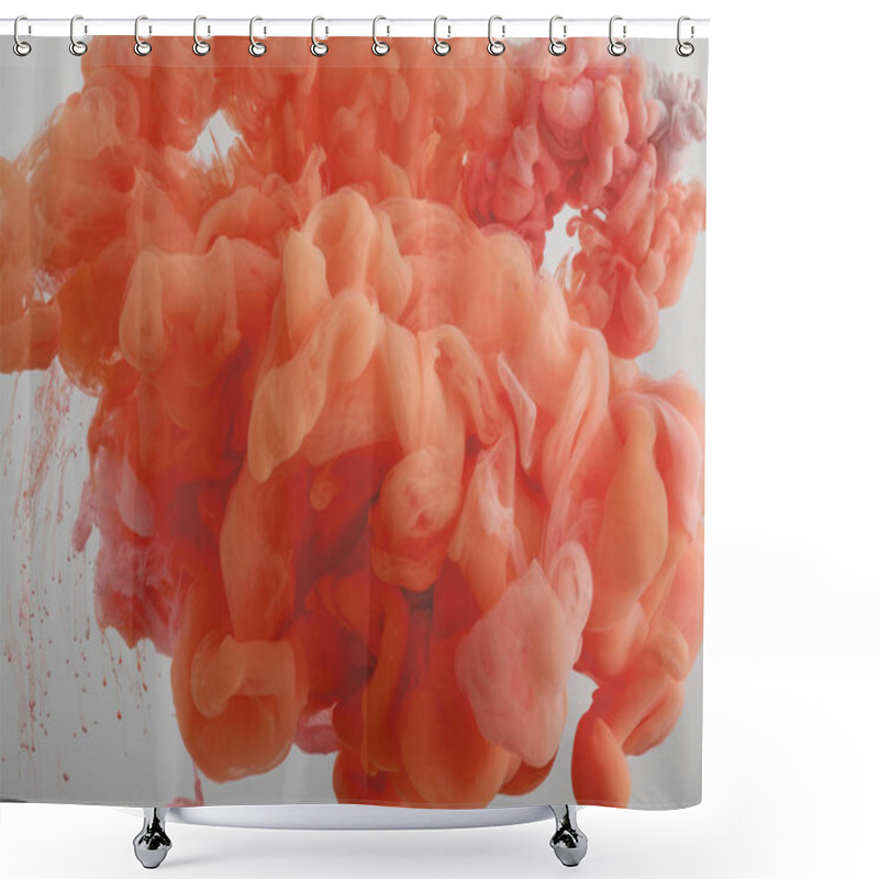 Personality  Close up view of coral paint swirls isolated on grey shower curtains