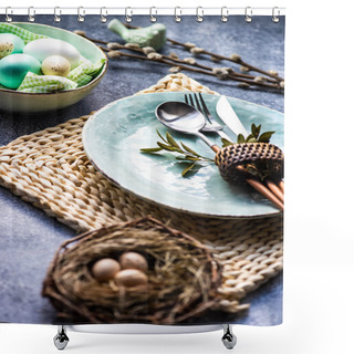 Personality  Easter Holiday Table Setting  Shower Curtains