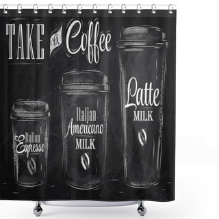 Personality  Set Of Coffee Drinking Cup Shower Curtains