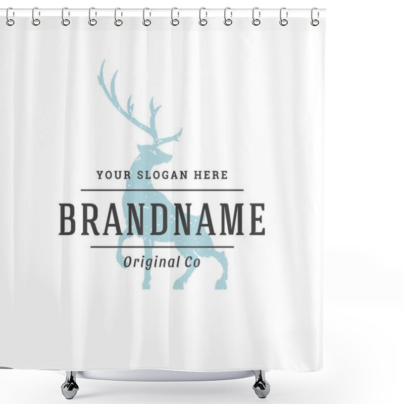 Personality  Deer Hand Drawn Logo Isolated On White Background Vector Illustration Shower Curtains