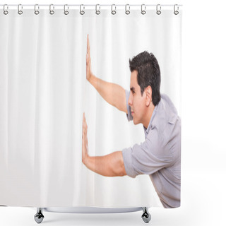 Personality  Man Pushing Shower Curtains
