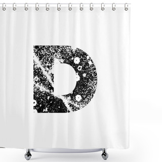 Personality  Painted Letter D. Abstract Handmade Sans Serif Typeface. Distress Textured Abc. Ink Splatter Surface Trace. EPS 10 Shower Curtains
