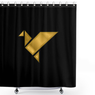 Personality  Bird In Flight Origami Gold Plated Metalic Icon Or Logo Vector Shower Curtains