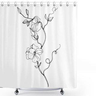 Personality  Vector Wildflowers Floral Botanical Flowers. Black And White Engraved Ink Art. Isolated Flower Illustration Element. Shower Curtains