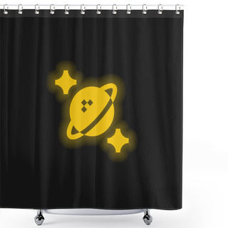 Personality  Astrophysics Yellow Glowing Neon Icon Shower Curtains