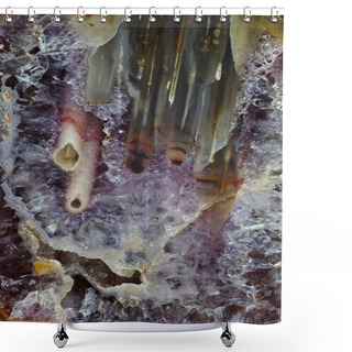 Personality  Macrophotography Of Cut Agate.  Shower Curtains
