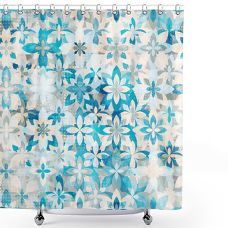Personality  Blue Snow Flowers Seamless Pattern Shower Curtains