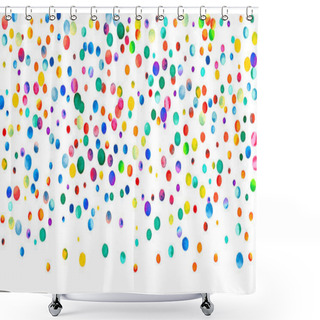 Personality  Watercolor Confetti On White Background. Alive Rainbow Colored Dots. Happy Celebration Wide Colorful Bright Card. Captivating Hand Painted Confetti. Shower Curtains