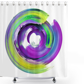 Personality  3d Render, Abstract Round Brush Stroke, Paint Splash, Splatter, Colorful Circle, Artistic Vivid Spiral, Isolated On White Shower Curtains