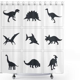 Personality  Dinosaurs, Prehistoric Icons Set Shower Curtains