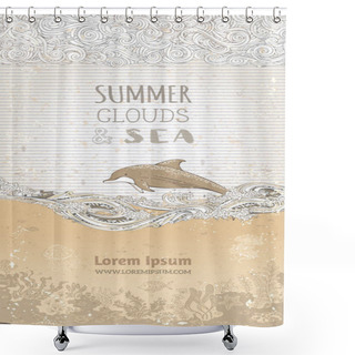 Personality  Vintage Clouds And Sea Background. Shower Curtains