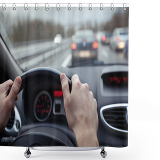 Personality  Man Driving A Car Shower Curtains