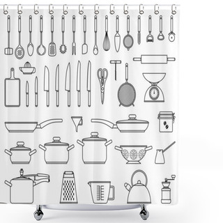 Personality  Kitchen Tools And Utensil Shower Curtains