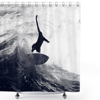 Personality  Surfer Riding The Waves Shower Curtains