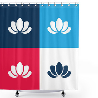 Personality  Beautiful Lotus Flower Blue And Red Four Color Minimal Icon Set Shower Curtains