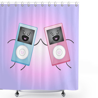 Personality  MP3 Players In Love. Vector Illustration. Shower Curtains