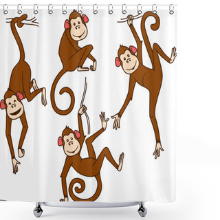 Personality  Set Of Monkeys In Different Poses Shower Curtains